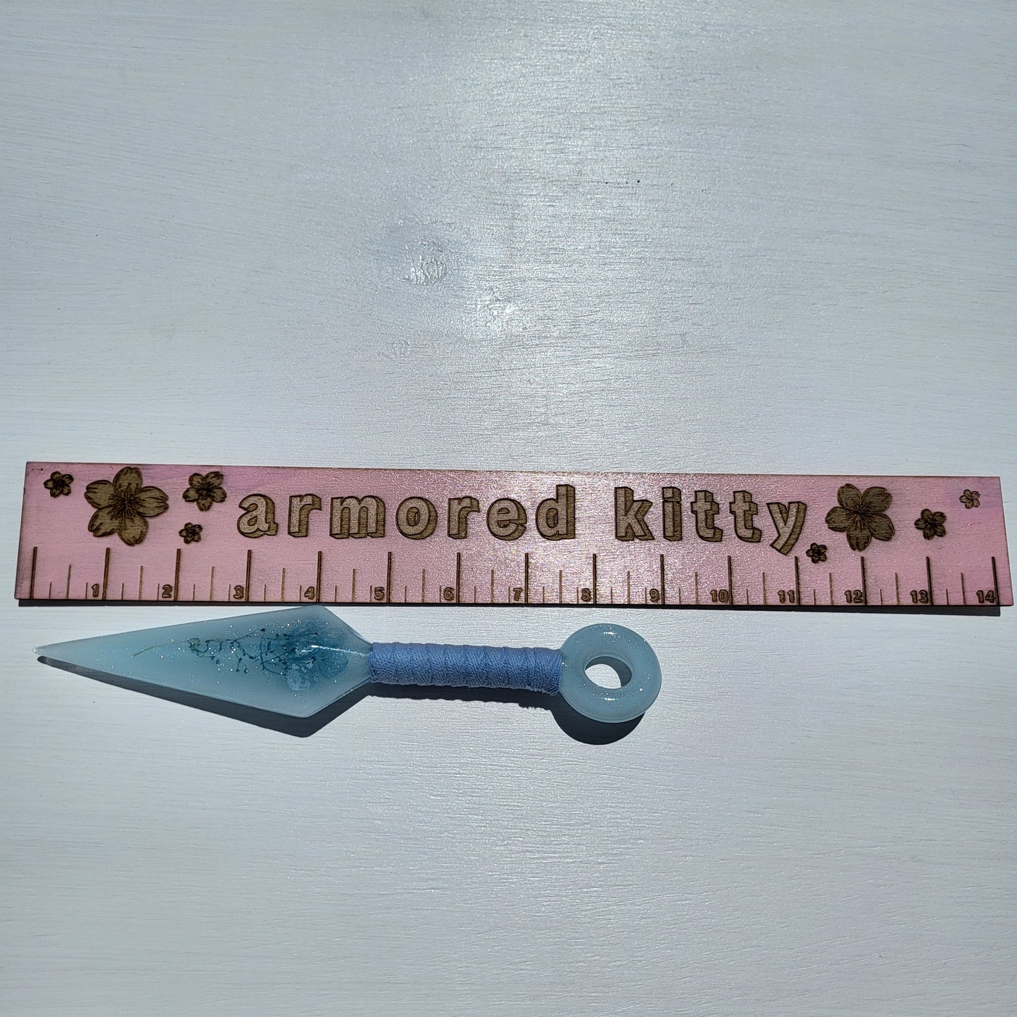 Light Blue Floral Resin Replica Cosplay Ninja Tool