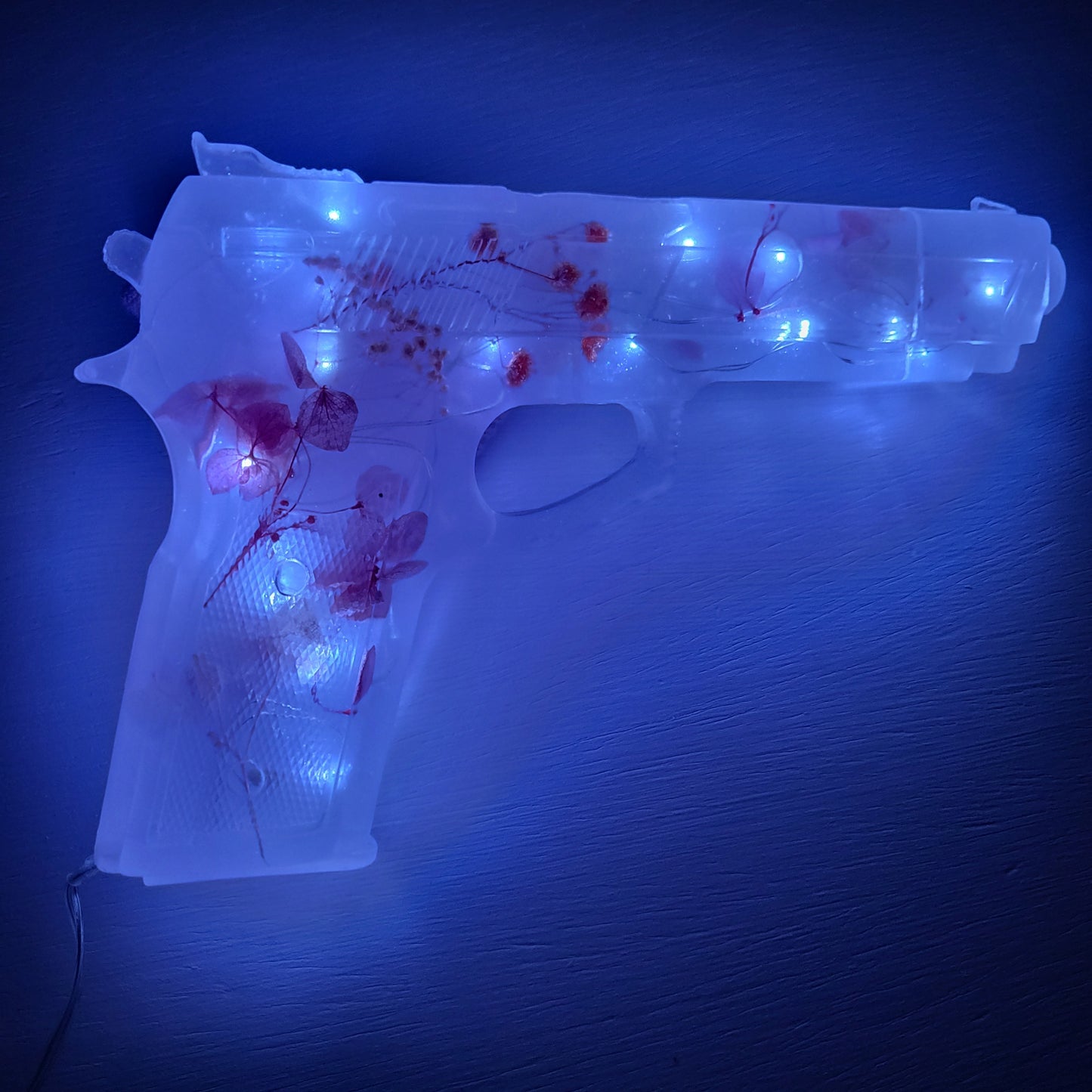 White Pink Floral Resin LED Replica Piece