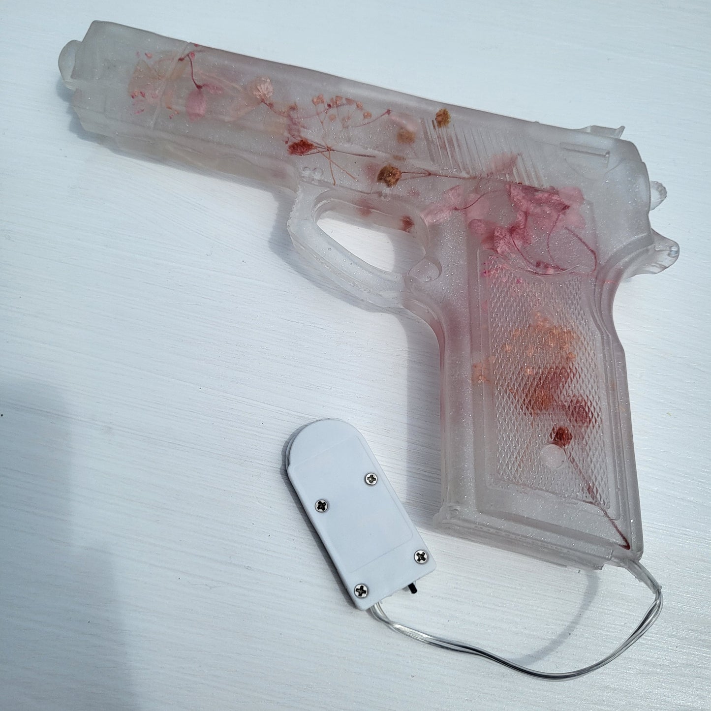 White Pink Floral Resin LED Replica Piece