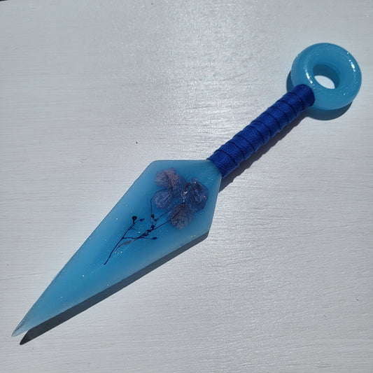 Dark Blue Floral Resin Replica Cosplay Ninja Tool